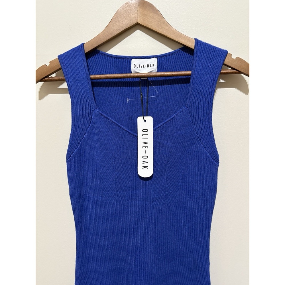 Olive + Oak Galaxy Blue Ribbed Sleeveless Bodycon Sweater Dress XL NWT 3S51377 - Picture 4 of 8